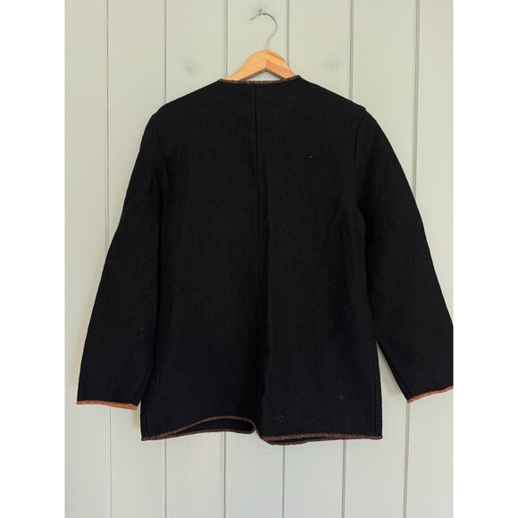 Geiger Tyrol Sweater Cardigan 38 8 Austria Pure New Boiled Wool Black Jacket - Picture 5 of 5